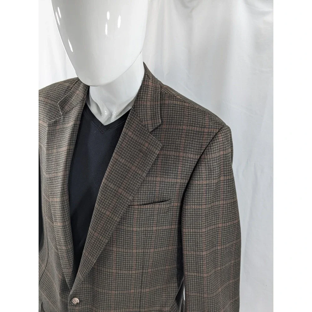 Vitg Hickey Freeman Blazer Sport Suit Jacket Green Red Glenn Check 42L Soft Wool